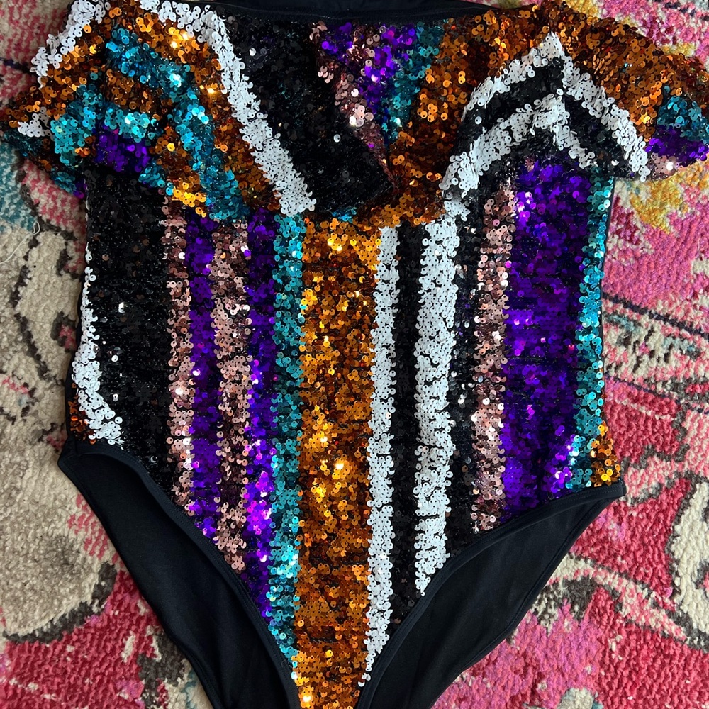 ASOS Multicolor Sequin Strapless One Piece - Picture 3 of 5